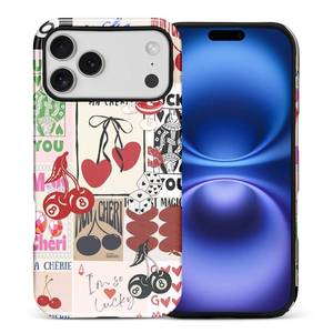 lot 9886 image: DAIZAG Case for iPhone 17 Pro Max,Lovely Phone Case for Girls Women,Scratch Resistant Shockproof Protective Cover-Lucky Cherry Heart