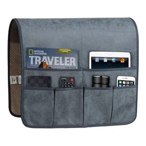 lot 9907 image: HAOMAIJIA Anti Slip Sofa Armrest Organizer Arm Chair Bedside Caddy Storage Organizer For Recliner Couch With 6 Pockets For Cell Phone Tv Remote Control Magazines (grey blue)