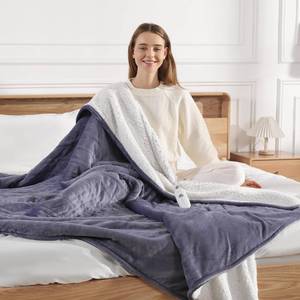 lot 9908 image: Electric Blanket Twin Size - Purple Heated Blanket 62X84in Double Sided Flannel Sherpa Heating Blanket with 5 Heat Settings & 10 Hours Auto-Off, Machine Washable, Grandma Gifts(Lavender Purple)