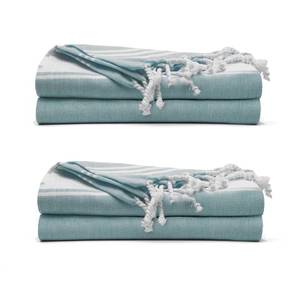 lot 9913 image: 9Threads Cotton Turkish Beach Towel with Towels Oversized 36x72 Pool Absorbent Extra Large Quick Dry Sand Travel Towel (Green, 4 Pack)