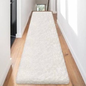 lot 9929 image: White Fluffy Runner Rugs for Bedroom Living Room Soft Shag Rug 2x8 Feet Plush Carpet Non Slip for Nursery Dorm, Fuzzy Bedside Rug Hallway for Kids Boys Girls Room Home Decor