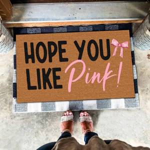lot 9930 image: Welcome Mats for Front Door Hope You Like Pink Doormat Anti Slip Watercolor Pink Bow Entrance Mat Rubber Rugs Washable Floor Porch Indoor Outdoor Door Mat for Home Entry,Bathroom,Kitchen Decor 18x30
