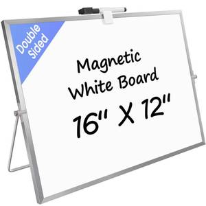 lot 9943 image: MaxGear Dry Erase Magnetic White Board, 16 x 12 Double-Sided Dry Erase Board with Stand, Large Desktop Whiteboard for Home, Studio, Office - Planning, Memo, to Do List, Studing