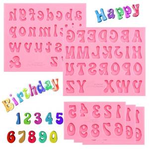 lot 9970 image: 5 Pieces Small Letters Molds and Numbers Silicone Molds 0-9 Numbers, Uppercase and Lowercase Alphabet Baking Molds for Candy, Chocolate Covered Strawberries, Cake Decoration