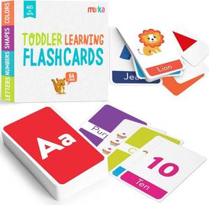 lot 9984 image: Merka Toddler Flash Cards - Interactive Alphabet Learning with Alphabet Flash Cards for Toddlers 1-3 - Pack of 64, 4.2 x 2.4 - Double-Sided for 1-4 Years Old - Multicolor