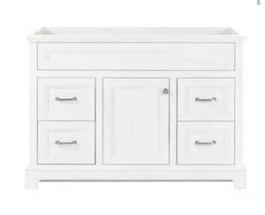 lot 2366 image: Style Selections Merrill 48-in True White Bathroom Vanity Base Cabinet without Top
