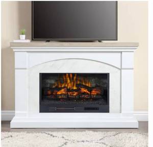 lot 2370 image: allen  roth 54-in W White Free standing Infrared quartz Flat wall with Remote Control Included