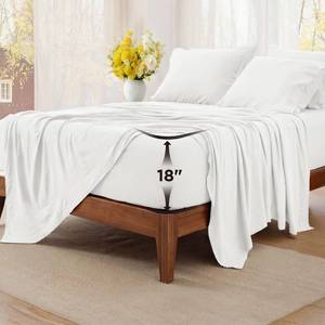 lot 2385 image: Bedsure Deep Pocket King Sheet Set - 6 Piece, Prewashed Ultra-Soft King Size Sheets Set, Fits Mattresses Up to 18 Inches Thick, Breathable & Secure Fit, Hotel Luxury Bedding, White