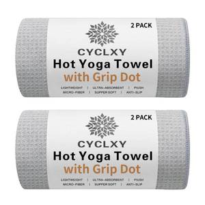 lot 2389 image: CYCLXY 2 Pack Hot Yoga Towel with Grip Dot Stickyfiber Yoga Mat Towels Non Slip for Hot Yoga,Absorbent Microfiber Sweat Anti-Slip Cover,Bikram,Pilates,Exercise,Fitness