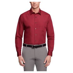 lot 2393 image: Van Heusen Mens Dress Shirt Regular Fit Poplin Solid, Magenta, 18 Neck 34-35 Sleeve 2XL