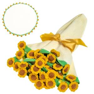 lot 2397 image: EIGHTOWN 43 Crochet Sunflowers Rose Bouquet Blanket Finished - Handmade Knitted Throw Blanket - Home D�cor Ideal Gift for Mom - Mothers Day Birthday Valentines Day (Sunflower)