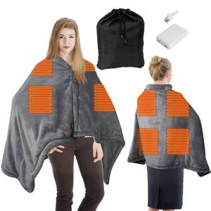 KADORVA Portable Battery Powered Heated Blanket with USB Power Bank Electric Wearable Throw Shawl, 3 Heat Levels, Fast Heating Cordless Blanket for Camping, Travel, Office or Outdoor Activities