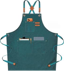 lot 2411 image: AFUN Chef Aprons for Men Women with Oversized Pockets, 16-Ounce Cotton Canvas Cross Back Heavy Duty Work Apron (Dark Green)