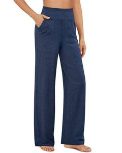 lot 2415 image: G4Free Womens Loose Fit Yoga Joggers Lightweight Breathable Sweatpants for Workout Walking Wide Leg Casual Pants with Pockets(Navy Heather,XS,Short)