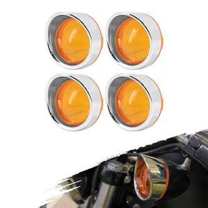 lot 2418 image: Motorcycle Turn Signal Light Amber Lens Cover Bullet Visor Style Bezels Fit For Harley Softail Touring Sportster XL 883 1200 Dyna Road King Street Glide Road Glide 2000-2025 FLHR (ChromeOrange)
