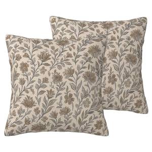 lot 2419 image: HJRGLXZ Vintage Floral Antique Decorative Throw Pillow Covers 18x18 Inch Set of 2, Flower Block Print Linen Square Pillow Cases for Farmhouse Couch Bed Sofa Chair Living Room Indoor Outdoor Decor