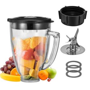 lot 2437 image: 6 Cup Blender Glass Jar with Blade,Including 1 glass jar with lid 1 4fins blade 1 blender jar base for Oster Osterizer (NOT fit Pro, Master or Versa models)