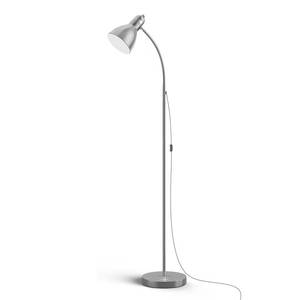 lot 2455 image: LEPOWER Floor Lamp, Metal Standing Lamp with Adjustable Gooseneck, Heavy Metal Base, Reading Pole Lamp for Office, Silver Floor Lamps for Bedroom, Living Room