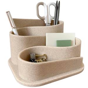 lot 2458 image: OAKOA Aesthetic Desk Organizer - Aesthetic Office Desk Accessories - Boho Pen Holder - Neutral Beige Desk Accessories - Home Office Essentials for Women - Cute Pencil Holder