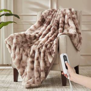 lot 2468 image: ACCU-WARMTH Heated Throw Blanket - Plush Thick Bubble Faux Fur Heated Blanket, Fast Heating Electric Blanket 6 Heating Levels & 4 Hours Auto-Off, Machine Washable, 50x60, Patterned Taupe