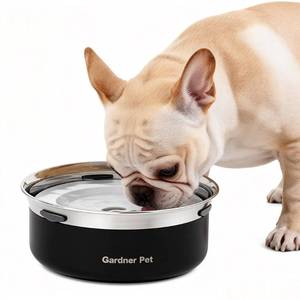 lot 2472 image: Gardner Pet Slow Water Bowl for Dogs, 2L68oz Spill-Proof Pet Water Bowl with Floating Disk & Filter Screen, Stainless Steel No-Spill Water Dispenser for Medium Pets