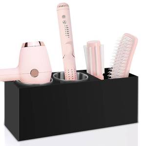 lot 2488 image: Bollmisde Hair Tool Organizer, Hair Dryer Holder with Heatproof Steel Cups, Acrylic Vanity Organizer for Curling Iron, Flat Iron & Hair Brushes, Perfect for Bathroom (Black, Standard)
