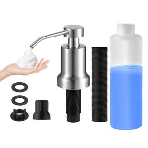 lot 2489 image: COLAYERIST Foaming Soap Dispenser for Kitchen Sink, Kitchen Bathroom Soap Dispenser Pump, Foaming Hand Soap Dispenserr, Stainless Steel Foam Soap Dispenserr with 21oz Under Counter Plastic Bottle