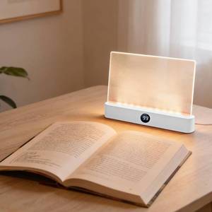 lot 2497 image: Book Light, Rechargeable Clear LED Flat Reading Light with 3 Colors & Timer, Dimmable Panel Plate Lamp Book Full Page Light for Reading in Bed at Night, for Women Readers Kids Book Lovers (White)