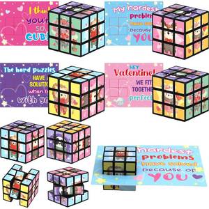 lot 2512 image: WorldBazaar 24 Packs Valentine Cubes for Kids with Cards Animal Puzzle Flip Cubes School Classroom Exchange Gift Prizes Valentine Party Supplies