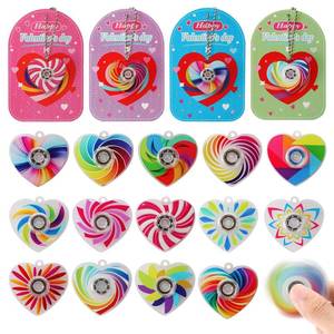 lot 2517 image: KNFINNDUU Valentines Day Gifts - 28 Pcs Fidget Spinner Keychains Set with Greeting Card, School Valentine Gift Exchange, Stress Relief Toys for Kids Boys Girls