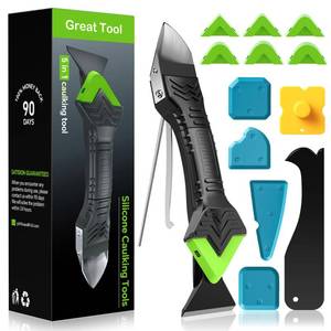 lot 2519 image: Caulking Tool 5 in 1 Silicone Caulking Grout Removal Sealant Finishing Tool with Grout Scraper, 6 Exchange Silicone Pads, Adhesive Residue Scraper Seam Repair Kit for Kitchen Bathroom