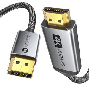 lot 2540 image: Warrky 4K DisplayPort to HDMI Cable 3.3FTMetal Case, Nylon Cable One-Way Transmission DP 1.2 Computer to HDMI 1.4 Screen Compatible for Dell, HP, Samsung, PC, Laptop, Projector, TV Passive
