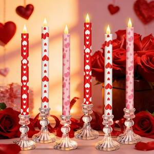 lot 2580 image: Honoson 6 Pcs Valentine Day Flameless Taper Candles 10.6 Inch Heart Shaped Candles Battery Operated LED Candlesticks for Valentine Wedding Anniversary Dinner Table Home Party Decor