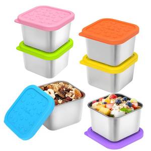 lot 2589 image: SOPHICO Stainless Steel Snack Containers for Kids, 6 oz Leak Proof Small Food Storage Container with Silicone Lid, 304 Metal Toddler Lunch Box for Daycare, School and Travel (6 Pack)