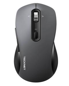 lot 2609 image: TECKNET Wireless Bluetooth Mouse, USB  BT1  BT2 Silent Click,4-Way Scroll Wheel Wireless Mouse for Laptop, Full-Size, 4800 DPI Computer Mice, Dual Mode for Laptop, PC, iPad, MacBook - Grey