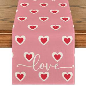 lot 2613 image: Artoid Mode Pink Love Hearts Valentines Table Runner, Wedding Kitchen Dining Table Decoration for Home Party Decor 13x72 Inch