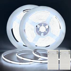 lot 2619 image: DBFAIRY 2 Pack COB Motion Sensor Strip Light Battery Operated, 6.6Ft 640 LED Cabinet Strip Lights High Bright with Sensor Lighting Mode for Wardrobe Stair Pantry Counter Cabinet Bed,6000K White