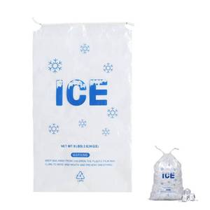 lot 2626 image: Belinlen 100 PACK 8 lb. Plastic Ice Bags with Cotton Draw String 11 x 19 Inch Heavy-Duty Plastic Ice Storage Bags with Draw String (2mil Thickness)