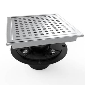 lot 2639 image: WEBANG 6 Inch Square Shower Floor Drain with Flange,Quadrato Pattern Grate Removable,Food-Grade SUS 304 Stainless Steel,Watermark&CUPC Certified,Brushed