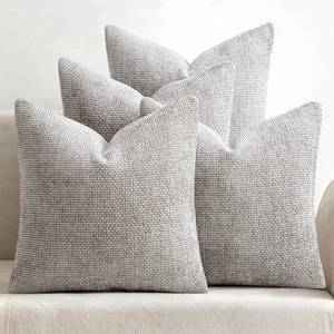 lot 2650 image: MIULEE Pack of 4 Couch Throw Pillow Covers 18x18 Inch Light Gray Soft Decorative Polyester Pillow Covers Farmhouse Accent Cushion Covers for Boho Spring Home Decor Sofa Bedroom Living Room