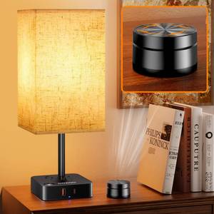 lot 2651 image: Bedside Table Lamps for Bedroom, 3 Way Dimmable  Remote Control Stepless Dimming Touch Lamps for Nightstand, USB AC &amp AC Outlet Small Table Lamp for Living Room, Bed, Study