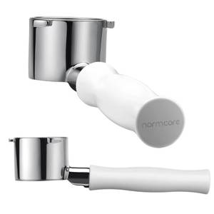 lot 2653 image: Normcore 51mm Bottomless Portafilter for DeLonghi La Specialista, 3-Ear Naked Espresso Tool with White Anodized Handle for EC9155 9335 9355 9665 EC9335, 23-25g