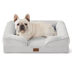 lot 2657 image: Bedsure Orthopedic Dog Bed for Medium Dogs - Waterproof Dog Sofa Beds Medium, Supportive Foam Pet Couch Bed with Removable Washable Cover, Waterproof Lining and Nonskid Bottom, Light Grey