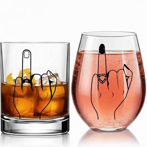 lot 2658 image: Funny EngagementWedding Gift for Couples Ring Finger Wine and Whiskey Glass Set Cool Bridal ShowerBachelorette Gift for Bride Groom, Newlyweds,Just Married,Mr and Mrs for Valentines Day