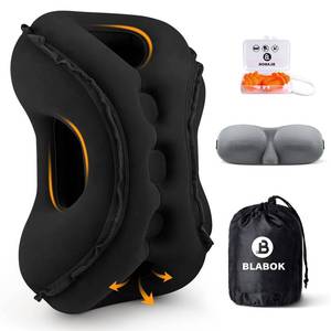 lot 2671 image: Inflatable Travel Pillow,Multifunction Travel Neck Pillow for Airplane to Avoid Neck and Shoulder Pain,Support Head,Neck,Used for Sleeping Rest, Airplane and Home Use,with Eye Mask, Earplugs, Black