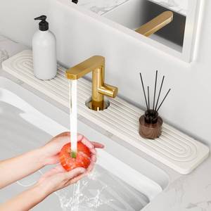 lot 2674 image: 24 Longer Faucet Mat for Kitchen Sink Diatomite Stone Super Fast Drying Stone Faucet Mat for Kitchen Sink Splash Guard Sink Stone Quick Dry around Faucet Stone Drying Mat Bathroom Quick Drying Mat