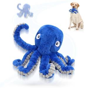 lot 2679 image: VOXGET Interactive Dog Octopus Toy Ball, Upgrade Automatic 1.5H Jumping Ball with Motion Activation for Small Large Dogs, 2 in 1 Rechargeable Move & Tug Plush Toy for Pets Keep Busy, No Music (Blue)