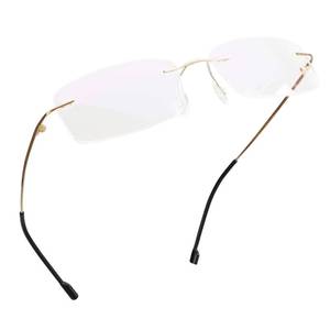 lot 2694 image: LifeArt Blue Light Blocking Computer Reading Glasses,Mens and Womens Rimless Frame (Golden, No Magnification)