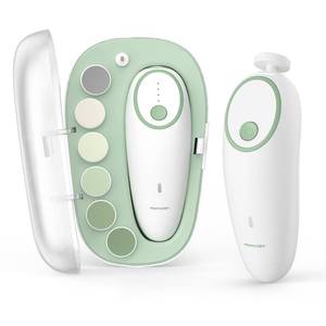 lot 2705 image: Momcozy Baby Nail File Electric, Gentle Baby Nail Trimmer Electric, Baby Nail Clipper with Night Light, 7 Grinding Head Replacement Pads, Green