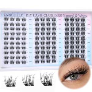 lot 2711 image: Lash Clusters Natural Eyelash Clusters D-Curly Cluster Lashes zanlufly Wispy Individual Lashes Cluster Eyelash Extension 10 12 14MM DIY Lash Extension
